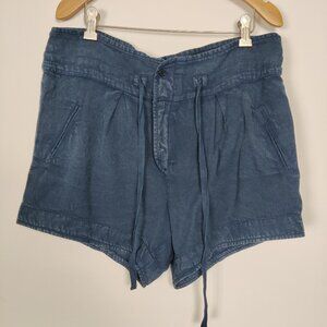 ba&sh Women's High Waist Shorts Size 1 Blue Cotton Tailored Old Money Casual